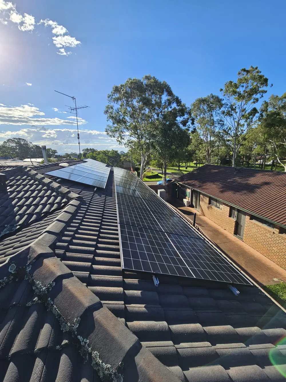 Solar array on a tile roof