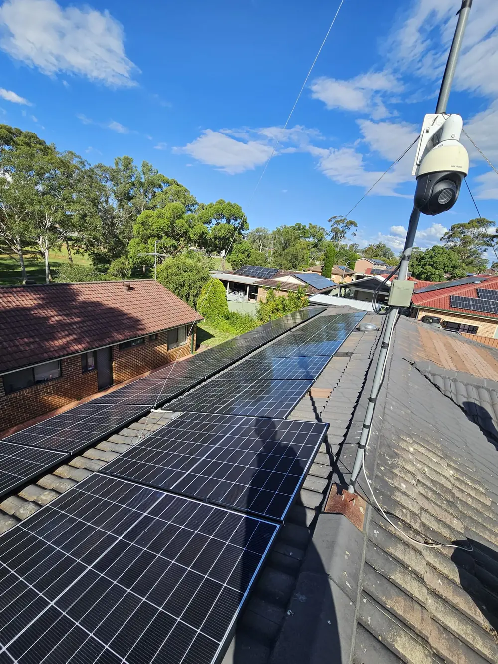 Solar array with security camera